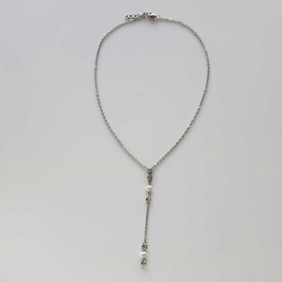 Pearl and silver rosary necklace with a small silver chain ✦ Modern Medieval ✦ - Picture 3 of 8